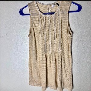 AKENI + KIN ANTHRO babydoll mustard yellow white striped tank top xs